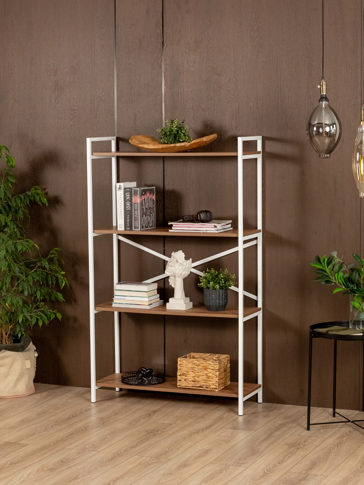 Металлический стеллаж Катунь белый/амаретто