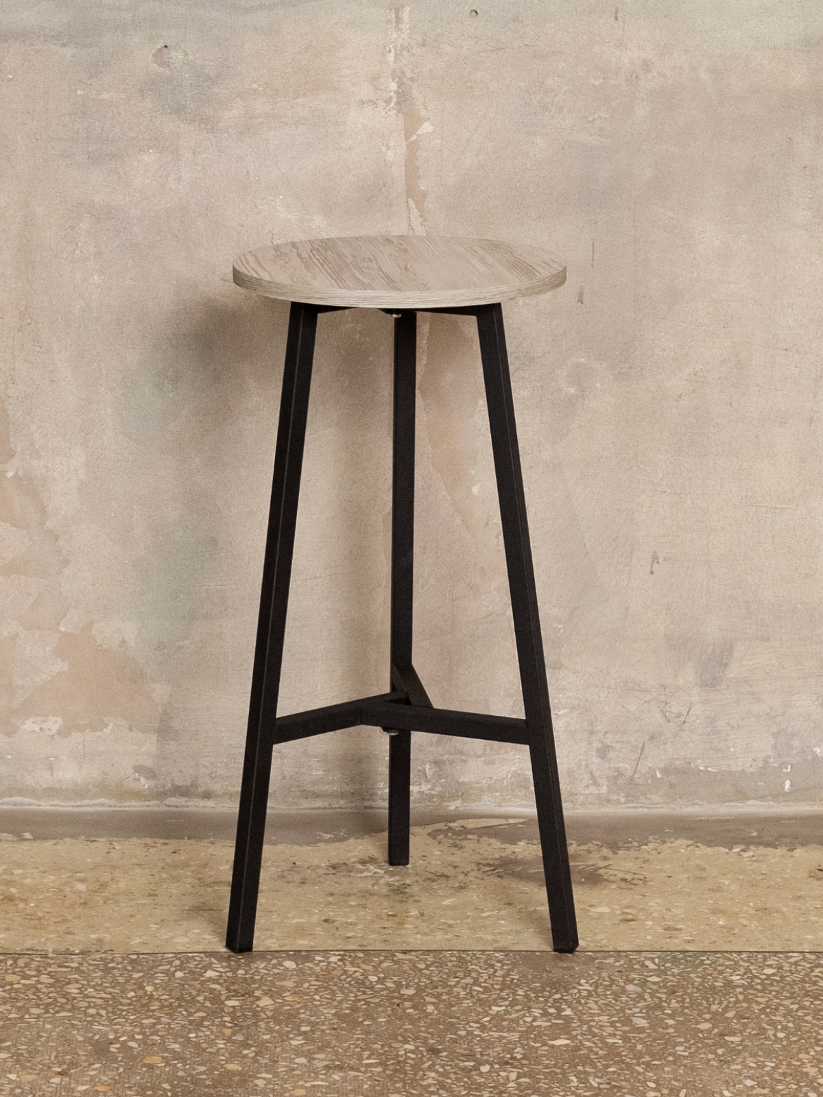 Полубарный стул табурет круглый лофт Эна черный/кашемир