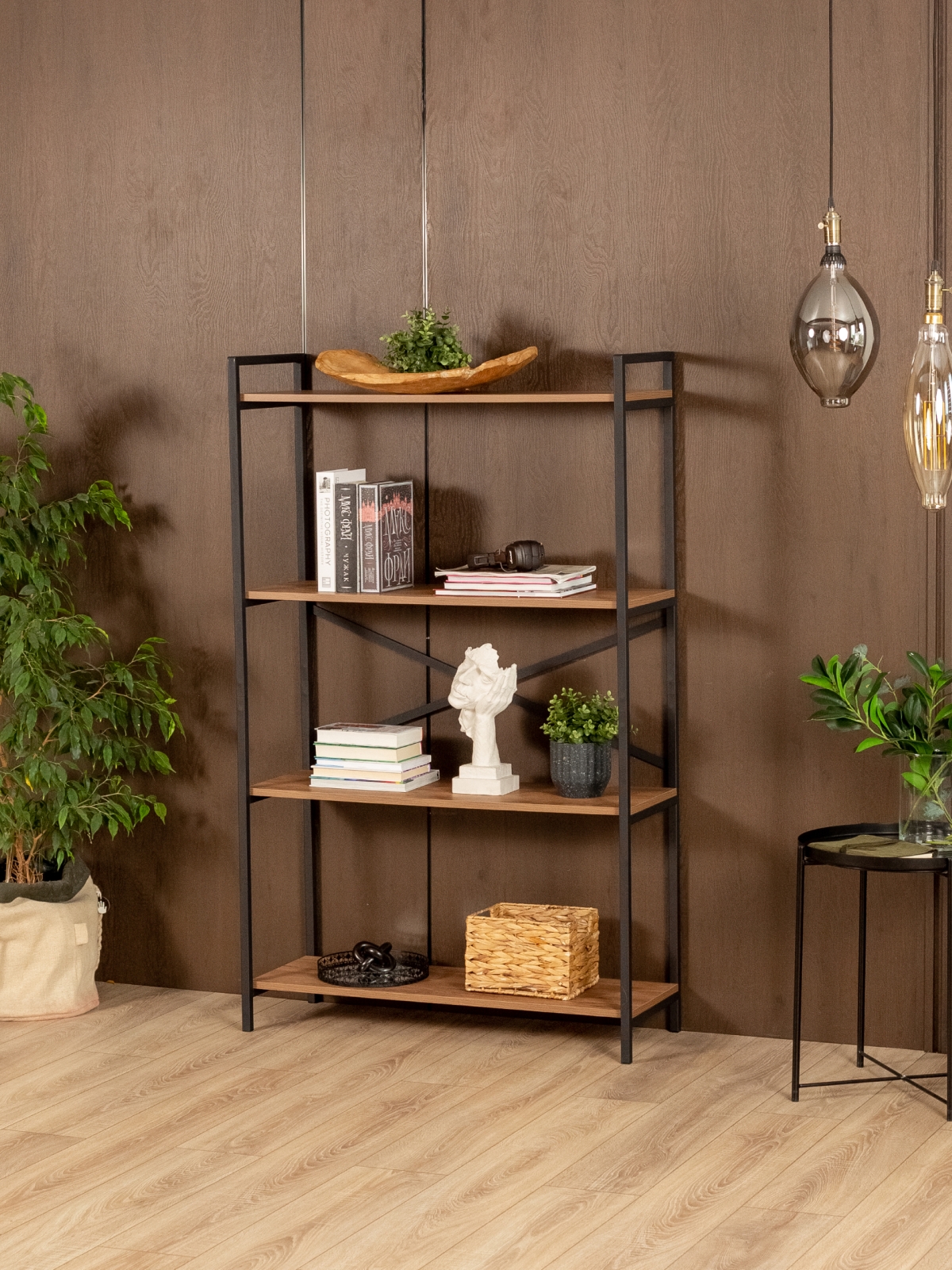 Металлический стеллаж Катунь черный/амаретто