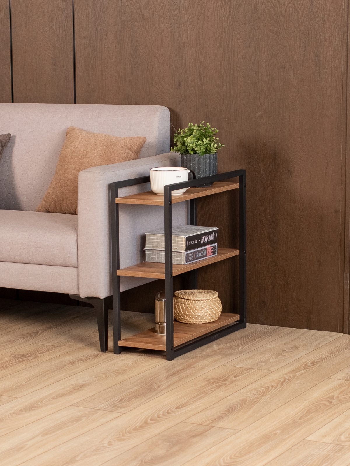 Столик придиванный приставной Ула черный/амаретто