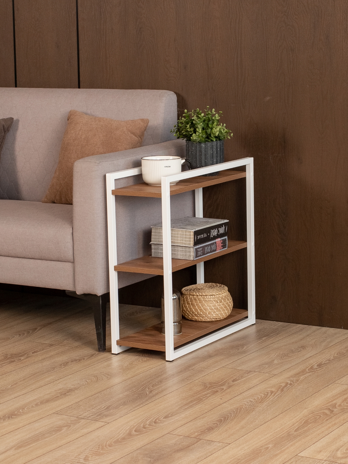 Столик придиванный приставной Ула белый/амаретто