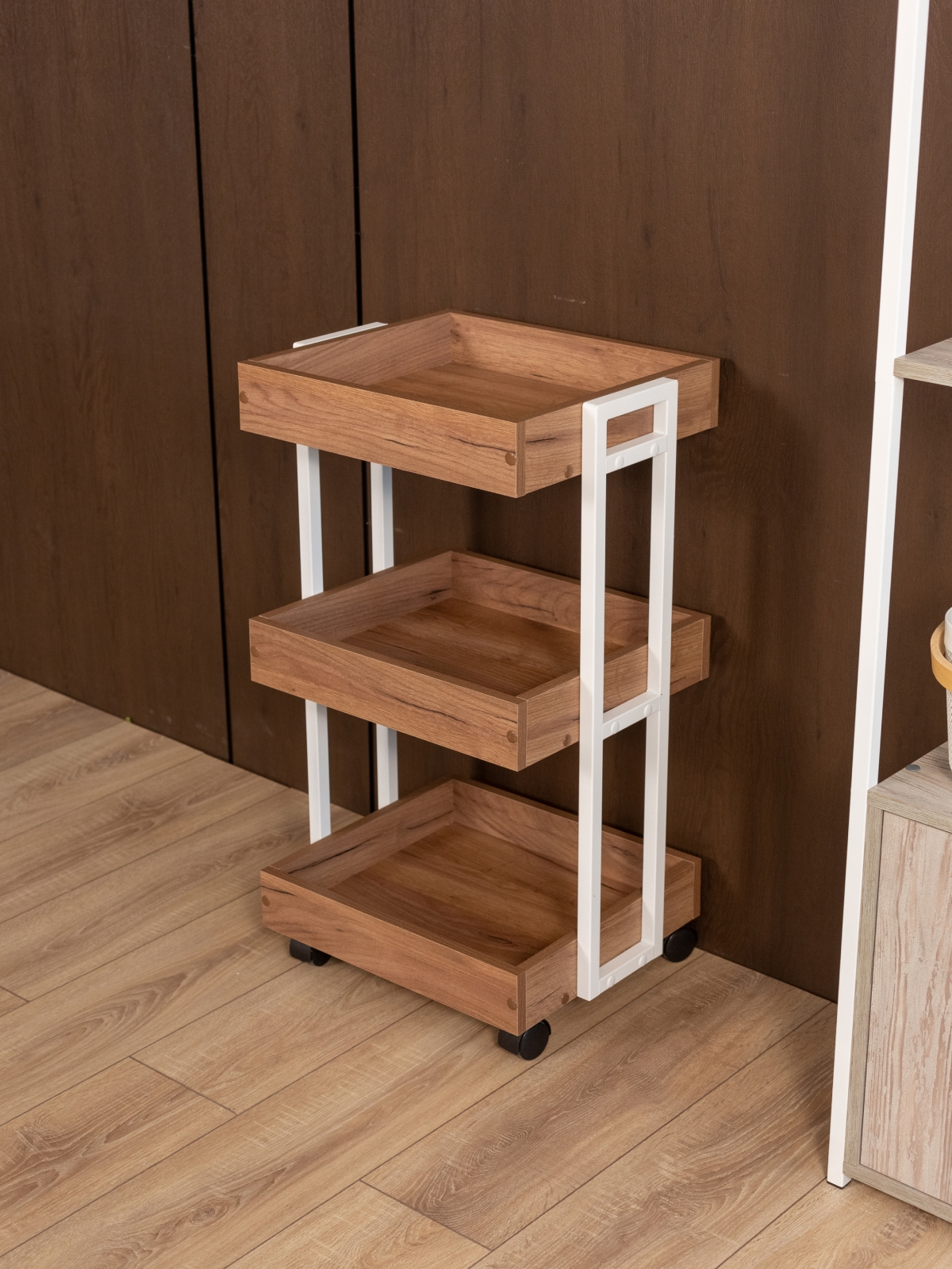 Тележка косметологическая на колесиках Ангара белый/амаретто