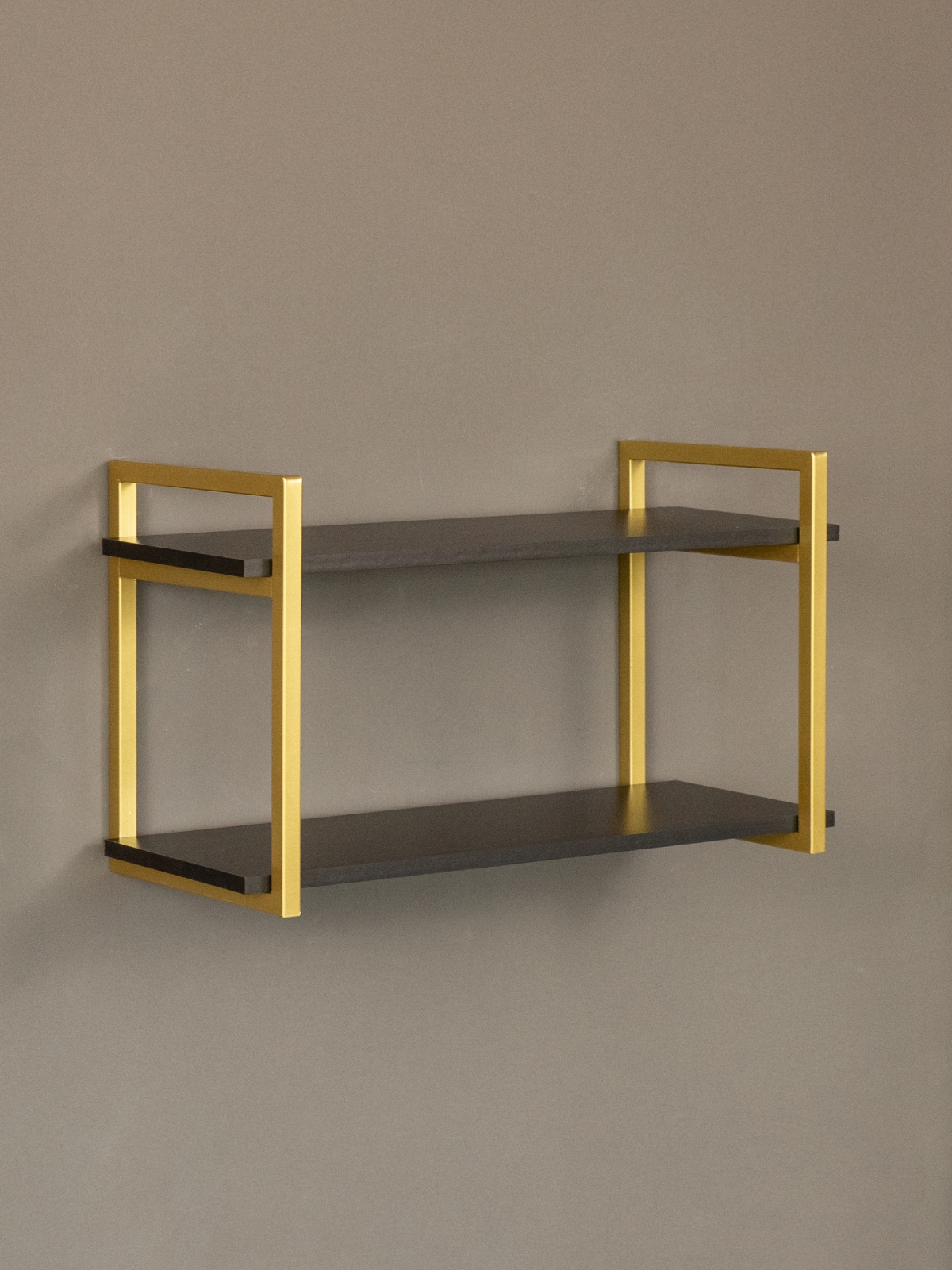 Настенная полка в стиле лофт Онега золотой/черный