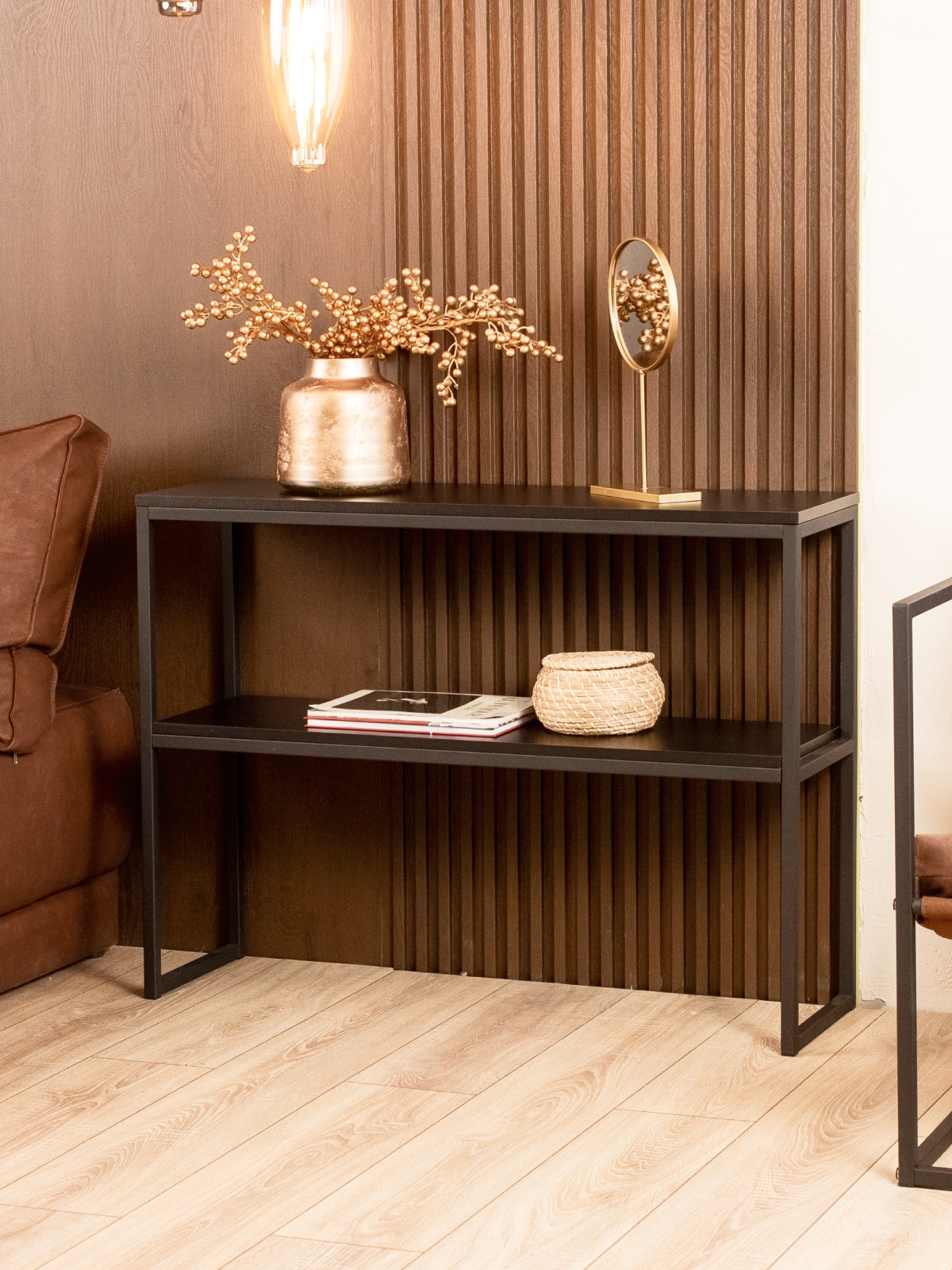 Туалетный консольный столик в стиле лофт Вакка черный/черный