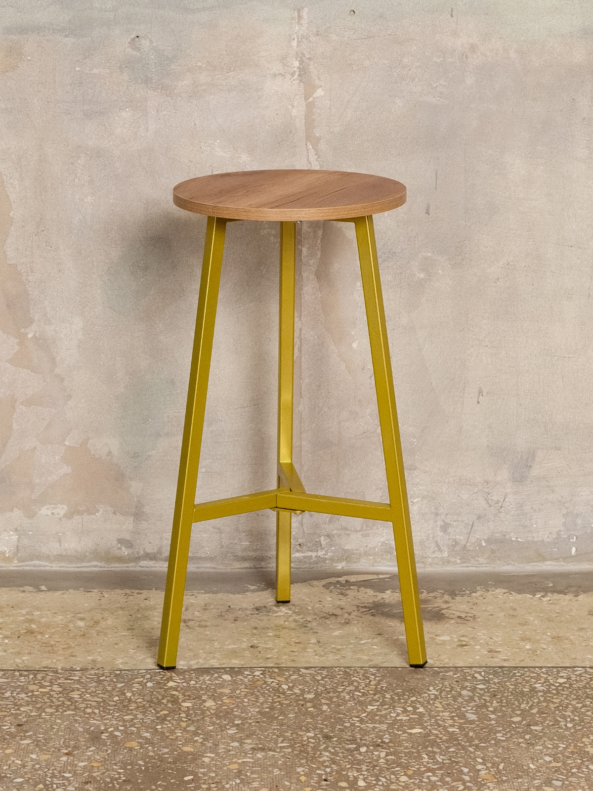 Полубарный стул табурет круглый лофт Эна золотой/амаретто