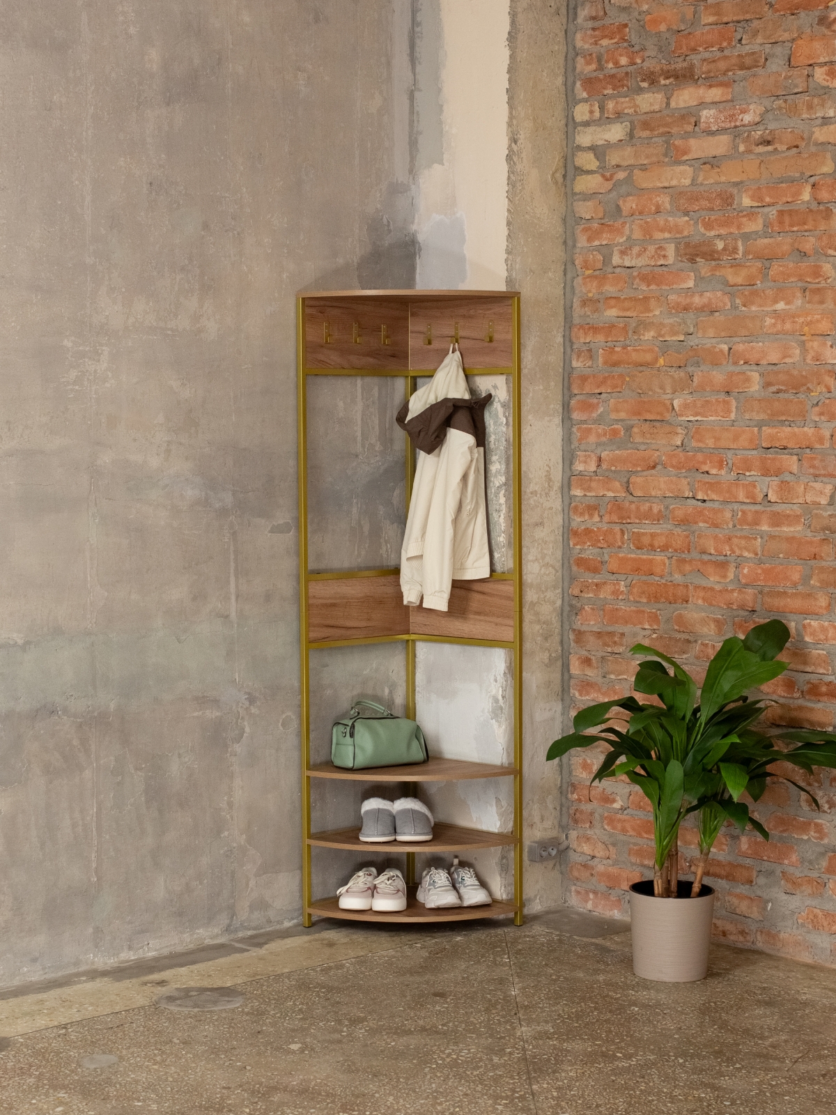 Вешалка угловая напольная Анива золотой/амаретто