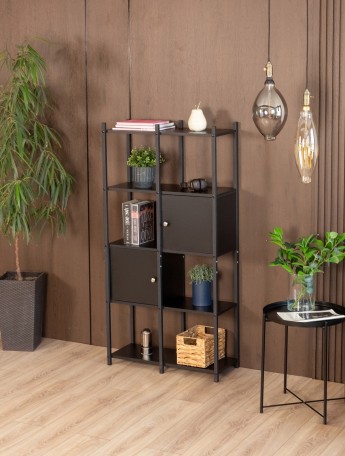 Стеллаж с дверцами и полками Сагамо черный/черный