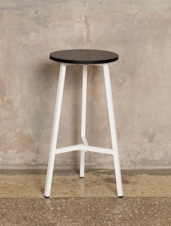 Полубарный стул табурет круглый лофт Эна белый/черный