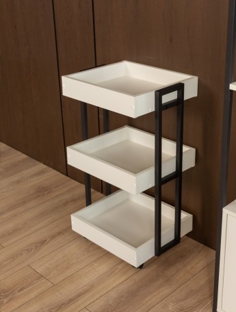 Тележка косметологическая на колесиках Ангара черный/белый