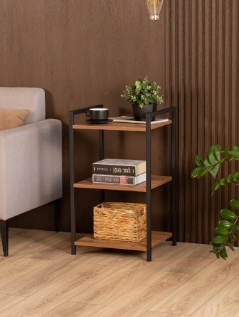 Стеллаж металлический лофт с полками Двина черный/амаретто