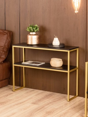 Туалетный консольный столик в стиле лофт Вакка золотой/черный