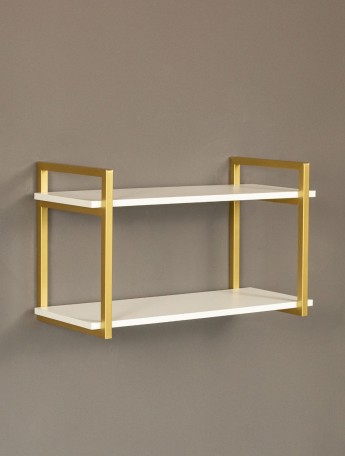 Настенная полка в стиле лофт Онега золотой/белый