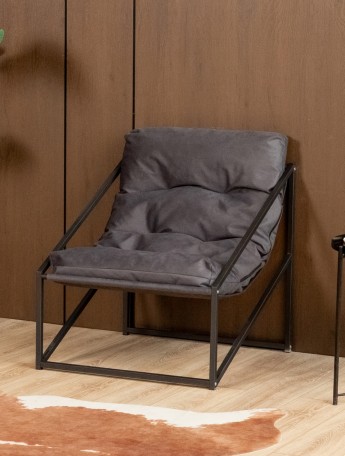 Кресло в стиле лофт Сена велюр черный/серый