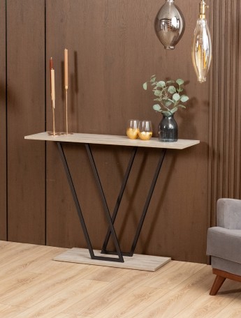 Консольный столик в прихожую лофт Чарко черный/кашемир