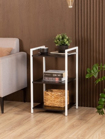 Стеллаж металлический лофт с полками Двина белый/черный