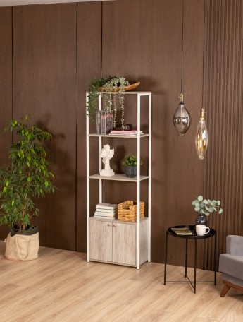 Стеллаж с тумбой и 3 полками Семуа белый/кашемир