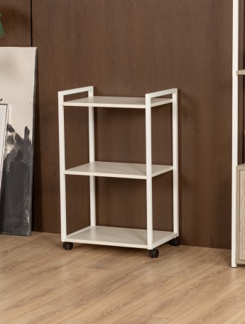 Косметологическая тележка трехъярусная на колесиках Амур белый/белый