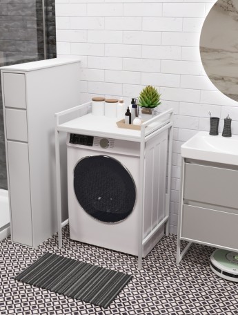 Стеллаж для стиральной сушильной машин Шексна белый/белый