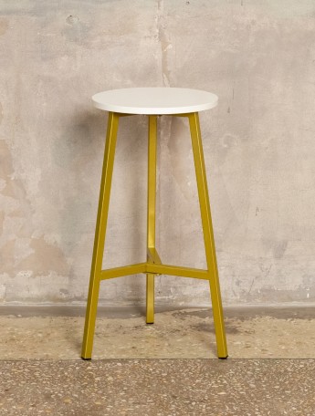 Полубарный стул табурет круглый лофт Эна золотой/белый