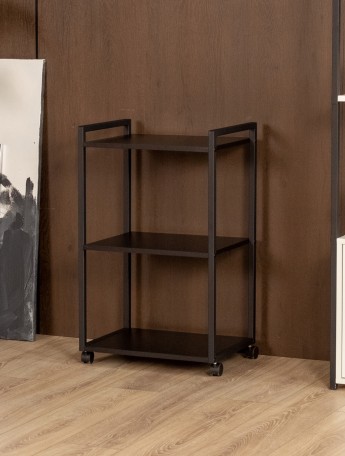 Косметологическая тележка трехъярусная на колесиках Амур чёрный/черный