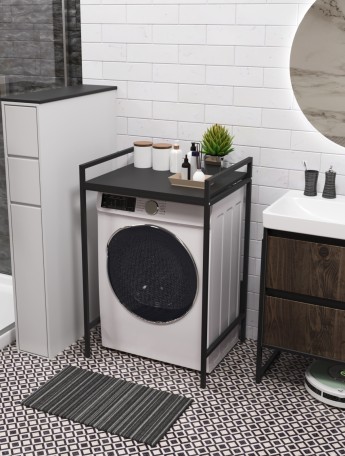 Стеллаж для стиральной сушильной машин Шексна черный/черный