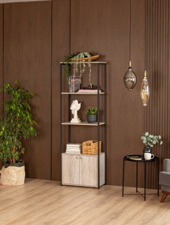 Стеллаж с тумбой и 3 полками Семуа черный/кашемир