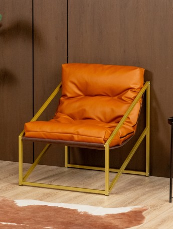 Кресло в стиле лофт Сена экокожа золотой/коричневый