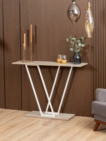 Консольный столик в прихожую лофт Чарко белый/кашемир