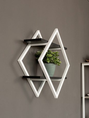 Настенная полка в стиле лофт Вилен белый/черный