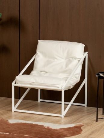 Кресло в стиле лофт Сена экокожа белый/белый