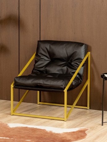 Кресло в стиле лофт Сена экокожа золотой/черный