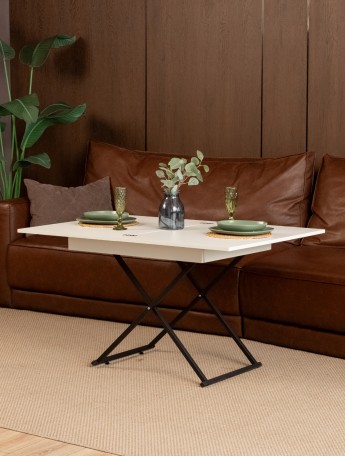 Стол трансформер лофт для гостиной Кемь черный/белый