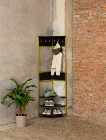 Вешалка угловая напольная Анива золотой/черный