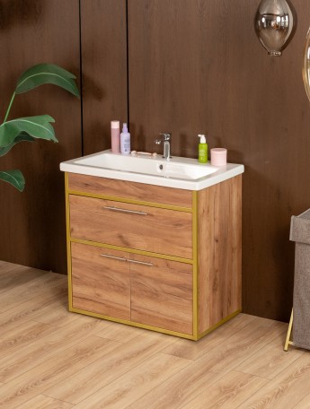 Тумба под раковину для ванной лофт Шимри золотой/амаретто