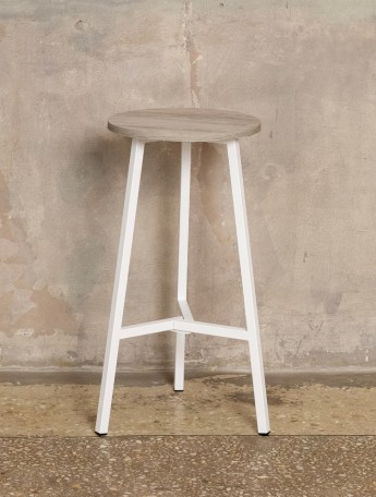 Полубарный стул табурет круглый лофт Эна белый/кашемир