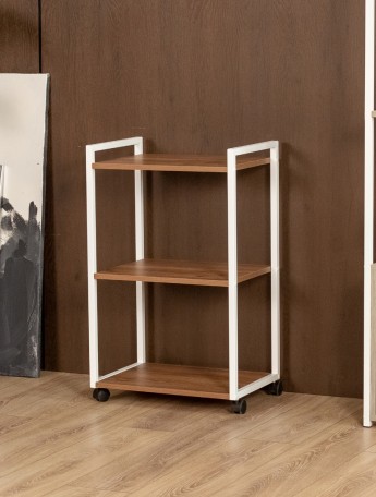 Косметологическая тележка трехъярусная на колесиках Амур белый/амаретто