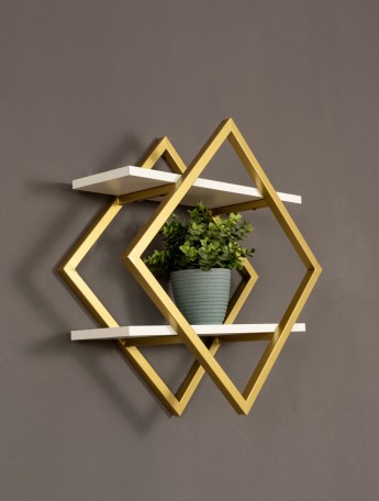 Настенная полка в стиле лофт Вилен золотой/белый