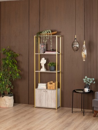 Стеллаж с тумбой и 3 полками Семуа золотой/кашемир