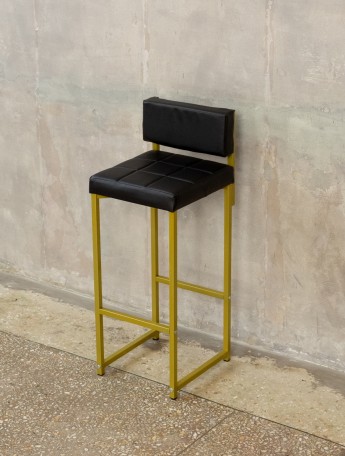 Барный стул со спинкой мягкий лофт Тоба золотой/черный