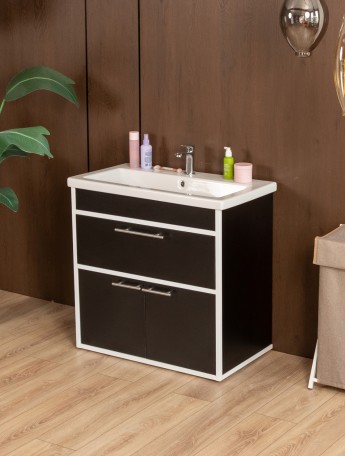 Тумба под раковину для ванной лофт Шимри белый/черный
