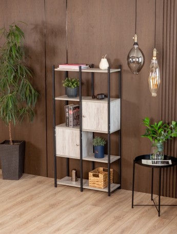 Стеллаж с дверцами и полками Сагамо черный/кашемир