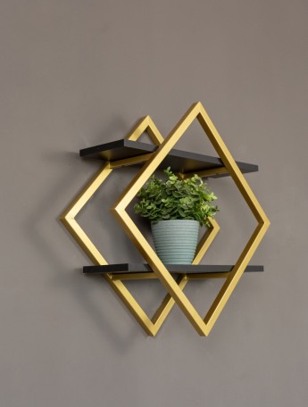 Настенная полка в стиле лофт Вилен золотой/черный