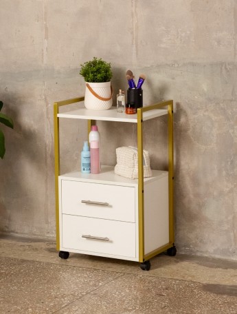 Тележка косметологическая Кая золотой/белый