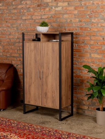 Шкаф с полками Геллес черный/амаретто