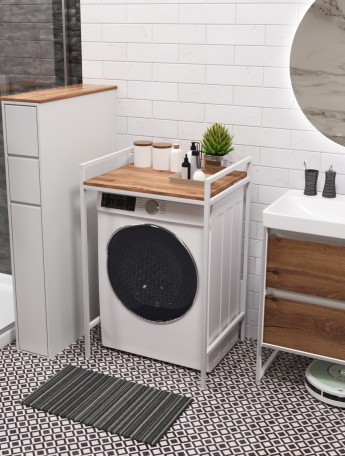 Стеллаж для стиральной сушильной машин Шексна белый/амаретто