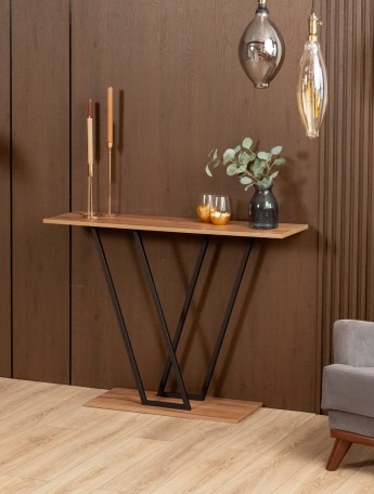 Консольный столик в прихожую лофт Чарко черный/амаретто