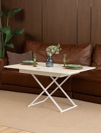 Стол трансформер лофт для гостиной Кемь белый/белый