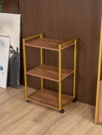 Косметологическая тележка трехъярусная на колесиках Амур золотой/амаретто