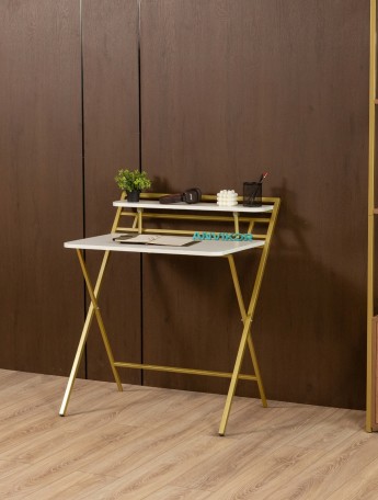 Стол складной письменный Симетo золотой/белый