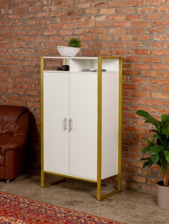 Шкаф с полками Геллес золотой/белый